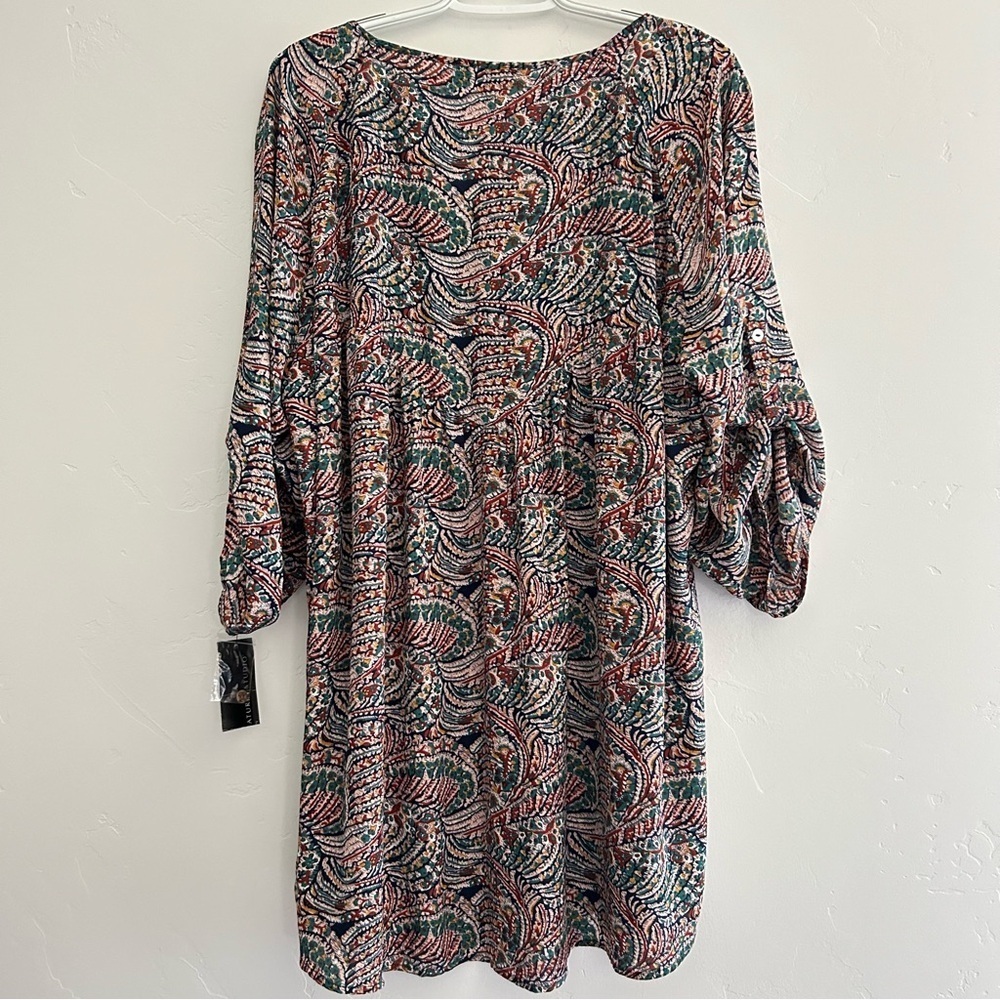 NWT Signature Studio Blouse Abstract Paisley Print Size 3X Boho Spring Office - Picture 2 of 10